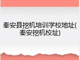 秦安县挖机培训学校地址(秦安挖机校址)