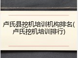卢氏县挖机培训机构排名(卢氏挖机培训排行)