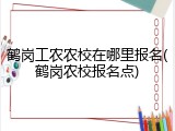 鹤岗工农农校在哪里报名(鹤岗农校报名点)