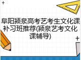 阜阳颍泉高考艺考生文化课补习班推荐(颍泉艺考文化课辅导)
