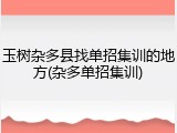 玉树杂多县找单招集训的地方(杂多单招集训)