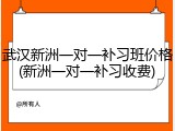 武汉新洲一对一补习班价格(新洲一对一补习收费)