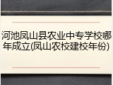河池凤山县农业中专学校哪年成立(凤山农校建校年份)