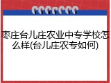 枣庄台儿庄农业中专学校怎么样(台儿庄农专如何)