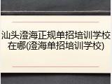 汕头澄海正规单招培训学校在哪(澄海单招培训学校)