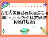 安阳内黄县哪有数控编程培训中心中职怎么样(内黄数控编程培训)