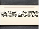 崇左大新县单招培训机构哪家好(大新县单招培训优选)