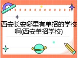 西安长安哪里有单招的学校啊(西安单招学校)