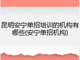 昆明安宁单招培训的机构有哪些(安宁单招机构)