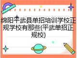 绵阳平武县单招培训学校正规学校有那些(平武单招正规校)