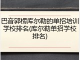 巴音郭楞库尔勒的单招培训学校排名(库尔勒单招学校排名)
