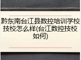 黔东南台江县数控培训学校技校怎么样(台江数控技校如何)