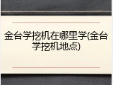 金台学挖机在哪里学(金台学挖机地点)