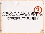 文登挖掘机学校在哪里(文登挖掘机学校地址)