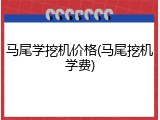 马尾学挖机价格(马尾挖机学费)