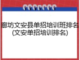 廊坊文安县单招培训班排名(文安单招培训排名)