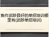 焦作武陟县好的单招培训哪里有(武陟单招培训)