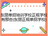 东丽单招培训学校正规学校有那些(东丽正规单招学校)