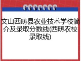 文山西畴县农业技术学校简介及录取分数线(西畴农校录取线)