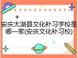 安庆太湖县文化补习学校是哪一家(安庆文化补习校)