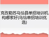 克孜勒苏乌恰县单招培训机构哪家好(乌恰单招培训优选)