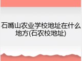 石嘴山农业学校地址在什么地方(石农校地址)