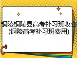 铜陵铜陵县高考补习班收费(铜陵高考补习班费用)