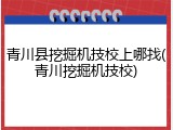 青川县挖掘机技校上哪找(青川挖掘机技校)