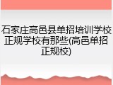 石家庄高邑县单招培训学校正规学校有那些(高邑单招正规校)