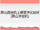 屏山县挖机上哪里学比较好(屏山学挖机)