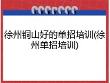 徐州铜山好的单招培训(徐州单招培训)