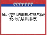 城北挖机培训机构排名(城北挖机培训排行)