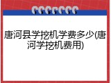 唐河县学挖机学费多少(唐河学挖机费用)