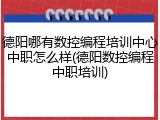 德阳哪有数控编程培训中心中职怎么样(德阳数控编程中职培训)