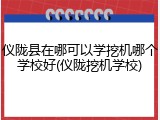 仪陇县在哪可以学挖机哪个学校好(仪陇挖机学校)