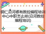 铜仁沿河哪有数控编程培训中心中职怎么样(沿河数控编程培训)