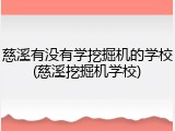 慈溪有没有学挖掘机的学校(慈溪挖掘机学校)