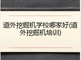 道外挖掘机学校哪家好(道外挖掘机培训)