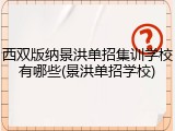 西双版纳景洪单招集训学校有哪些(景洪单招学校)