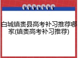 白城镇赉县高考补习推荐哪家(镇赉高考补习推荐)