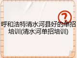 呼和浩特清水河县好的单招培训(清水河单招培训)