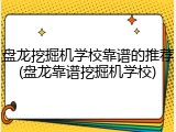 盘龙挖掘机学校靠谱的推荐(盘龙靠谱挖掘机学校)