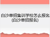 白沙单招集训学校怎么报名(白沙单招报名)