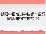 朝阳单招培训学校哪个最好(朝阳单招学校推荐)