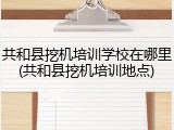 共和县挖机培训学校在哪里(共和县挖机培训地点)