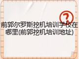 前郭尔罗斯挖机培训学校在哪里(前郭挖机培训地址)