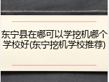 东宁县在哪可以学挖机哪个学校好(东宁挖机学校推荐)