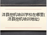 洋县挖机培训学校在哪里(洋县挖机培训地址)