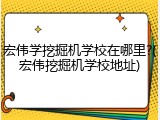 宏伟学挖掘机学校在哪里?(宏伟挖掘机学校地址)