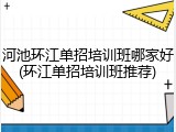 河池环江单招培训班哪家好(环江单招培训班推荐)